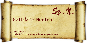 Szitár Norina névjegykártya
